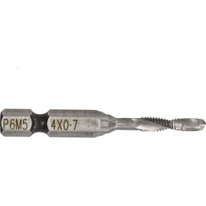 Сверло-метчик комбинированный М4, 4 мм, шаг 0.7 мм, длина 52 мм, хвостовик 1/4