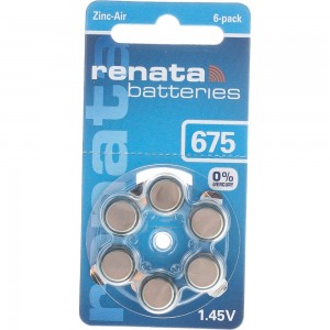 Батарейки для слуховых аппаратов Renata ZA 675 BL-6 (1.4V/640mAh) 4390