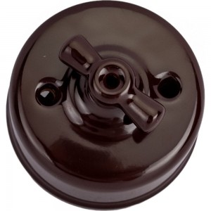 Проходной одноклавишный выключатель Retrika керамический ретро цвет коричневый R-SW-12
