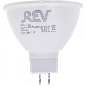 Светодиодная лампа LED MR16 GU5.3 7W 560Лм, 4000K, холодный свет, 12V REV 32374 7