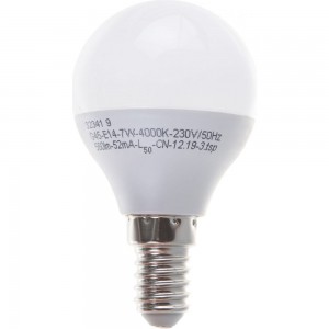 Светодиодная лампа LED G45 Е14 7W 560Лм, 4000K, холодный свет REV 32341 9
