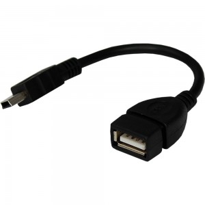 USB кабель REXANT OTG mini USB на USB шнур 0.15M черный 18-1181