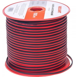 Акустический кабель REXANT ШВПМ 2х0,50 кв.мм, красно-черный, бухта 100 м 01-6103-3