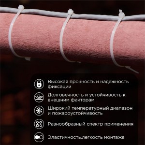 Хомут REXANT nylon 400x5.0 мм 100 шт белый 07-0400