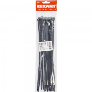 Хомут REXANT nylon 300x5.0 мм 25 шт черный 07-0301-25