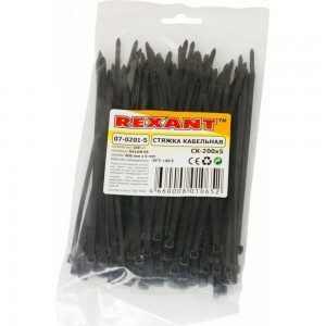 Хомут REXANT nylon 200x5 мм 100 шт черный 07-0201-5