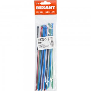 Хомут REXANT nylon 200x4.0 мм 25 шт цветные 07-0208-25