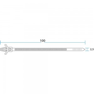 Хомут с крепеж.пистоном REXANT 2.5x100 100 шт белый 07-0107