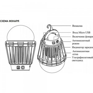 Антимоскитный кемпинговый фонарь REXANT R20 USB 71-0076