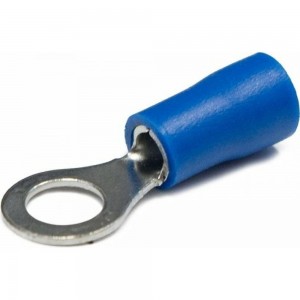 Кольцевой наконечник REXANT, изолированный, диаметр 5.3 мм, 1.5-2.5 кв.мм, синий, 100 шт 08-0034