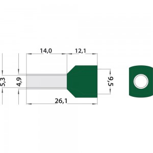 Штыревой втулочный изолированный наконечник REXANT F-14мм 2х6кв.мм 6.0-14/НГи2 6,0-14 зеленый, 100 шт 08-2811