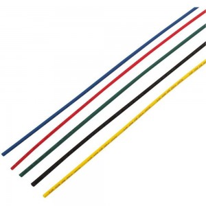 Термоусаживаемые трубки REXANT 2,0/1,0 мм, пять цветов, 50 шт по 1 м 29-0151