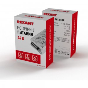 Блок питания REXANT 24 В 72 Вт 3 А открытый, под винт 201-072-1