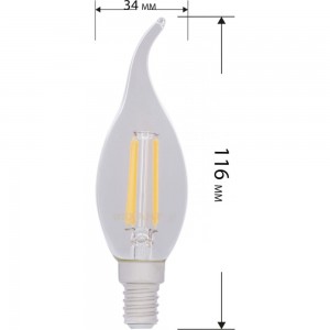 Филаментная лампа REXANT Свеча на ветру CN37 9.5 Вт 2700K E14 604-109