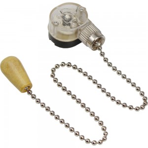 Выключатель для бра REXANT с серебряной цепочкой 270 мм и деревянным наконечником 06-0244-A