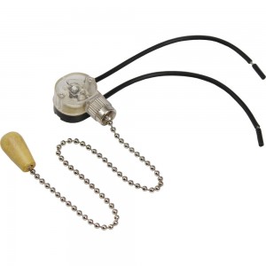 Выключатель для бра REXANT с серебряной цепочкой 270 мм и проводами, деревянный наконечник 06-0242-A
