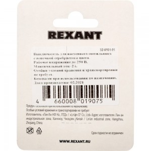 Выключатель для бра REXANT с серебряной цепочкой 270 мм 32-0101-01