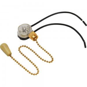 Выключатель для бра REXANT с золотой цепочкой 270 мм и проводами, деревянный наконечник 06-0243-A