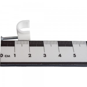 Пластиковая круглая скоба с гвоздем REXANT 8 мм, белая, 20 шт. 07-4008-20