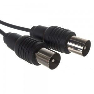 Антенный кабель удлинитель REXANT ТВ штекер - штекер 1,5 метра, черный 17-5021