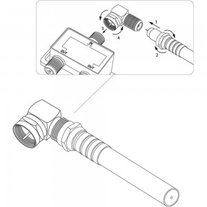 Антенный угловой переходник REXANT RG-6, SAT, штекер F - гнездо F, 06-0021-A