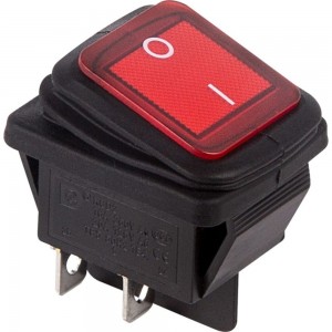 Клавишный выключатель REXANT 250v, 15а, (4с), on-off, красный, с подсветкой, влагозащита (rwb-507) 06-0307-C