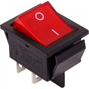 Клавишный выключатель REXANT 250v 20а (4с) on-off красный с подсветкой (rwb-502, sc-767, irs-201-1) 36-2340