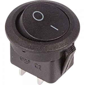 Клавишный круглый выключатель REXANT 250v 6а (2с) on-off черный (rwb-212, sc-214, mrs-102-8) 36-2550