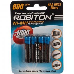 Аккумулятор ROBITON 600MHAAA-4 BL4 (4 шт.) 8795