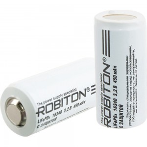 Аккумулятор Robiton LiFe16340-450p 450мАч с защитой PK1 17669