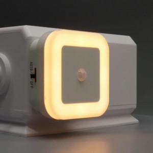 Светодиодный ночник ROCKETSOCKET с датчиком движения квадратный, Вкл/Выкл/Авто, теплый белый свет, 1.0Вт, Белый RS-791D