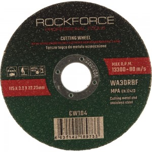 Диск отрезной по металлу (115x3.2x22.23 мм) ROCKFORCE RF-CW104
