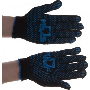 Вязаные утепленные перчатки РОС черные, х/б с ПВХ 12497