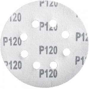 Круг шлифовальный (125 мм; зерно 120) перфорированный 8 отверстий под липучку РОСОМАХА 438120