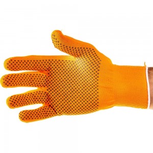 Перчатки Россия нейлон, ПВХ точка, 13 класс, оранжевые, XL 67845