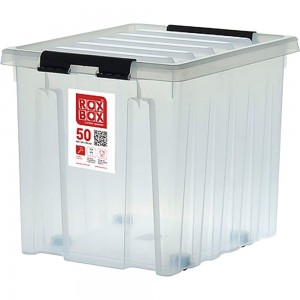 Ящик Rox Box п/п 500х390х390 мм с крышкой и клипсами, на роликах, прозрачный 18710
