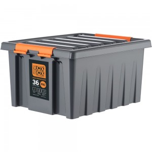 Ящик Rox Box п/п, 500x390x250 мм, с крышкой и клипсами, PRO, цв. антрацит 25340