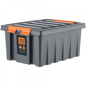 Ящик Rox Box п/п, 415x300x190 мм, с крышкой и клипсами, PRO, цв. антрацит 25339