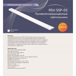 Светодиодный пылевлагозащищенный светильник RSV RSV-SSP-03-60W-6500K-IP65 100109