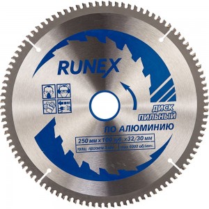 Диск пильный по алюминию (250х32/30 мм; Z100) Runex 553006