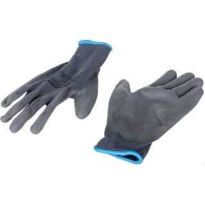 Нейлоновые перчатки с полиуретановым покрытием РУСОКО Нефрит, серые, 12 пар, размер 9/L 224140Ср-1