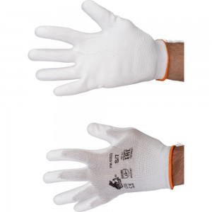 Перчатки с полиуретановым обливом Русский Мастер, белые/черные, р.S/7, РМ-92932