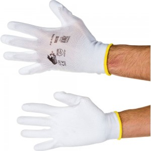 Перчатки с полиуретановым обливом Русский Мастер, белые/черные, р.M/8, 2 шт. РМ-92949