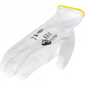Перчатки с полиуретановым обливом Русский Мастер, белые/черные, р.M/8, 2 шт. РМ-92949