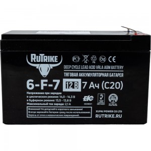 Тяговый аккумулятор Rutrike 6-F-7 (12V7A/H C20) 023935