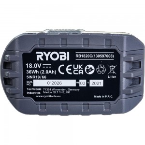 Аккумулятор Ryobi ONE+ 2.0 Ач RB1820C 5133005052