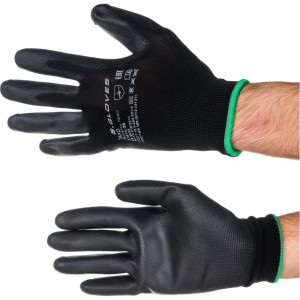 Нейлоновые перчатки с полиуретановым покрытием S. GLOVES TAXO черные, размер 08 31614-08