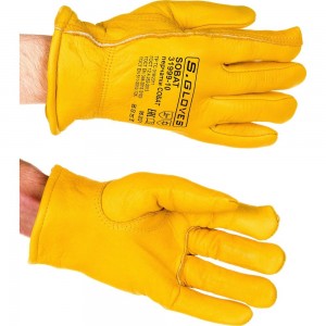 Утепленные кожаные перчатки из лицевой кожи S. GLOVES SOBAT размер 10 31999-10
