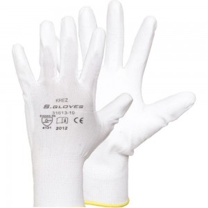Нейлоновые перчатки с полиуретановым покрытием S.GLOVES KREZ белые, 09 размер 31613-09