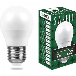 Светодиодная лампа SAFFIT SBG4507 Шарик E27 7W 2700K 55036
